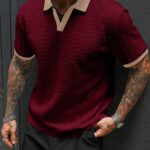 Manfinity Homme Men’s Textured Tipping Polo Shirt – Summer Knitted Buttoned Old Money Style Polo