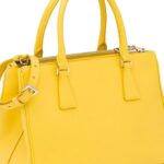 The sole of the Prada Galleria Saffiano Lux Leather Small Tote Handbag